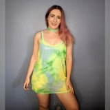 ie dye mesh minidress and choker girl for rave clothing