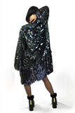 Black Sequin Rave Kimono Jacket made of Sequins Bra Panty Tights Rave Outfit Music Festival 