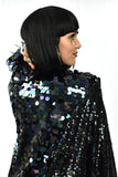 Black Sequin Rave Kimono Jacket made of Sequins Bra Panty Tights Rave Outfit Music Festival 
