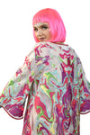 Rainbow Embroidered Mesh Kimono for Rave or Music Festival with Pockets and Lining Trippy Acid Drip Design